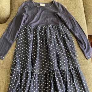 Hanna Andersson Navy & Silver Polka Dot Dress
